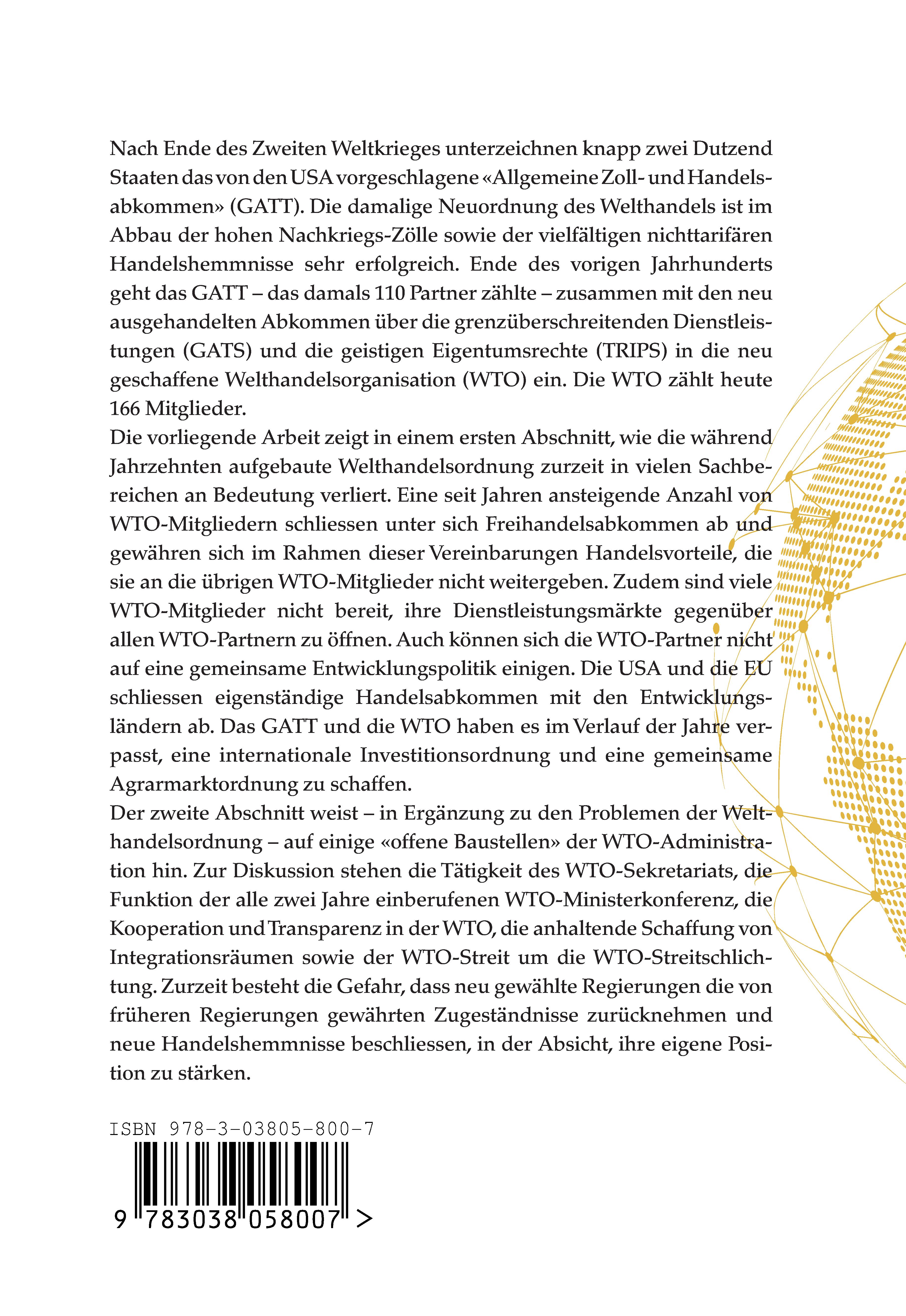 Rückseitencover Aktuelle Probleme der WTO