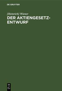 Vorderes Coverbild Der Aktiengesetz-Entwurf