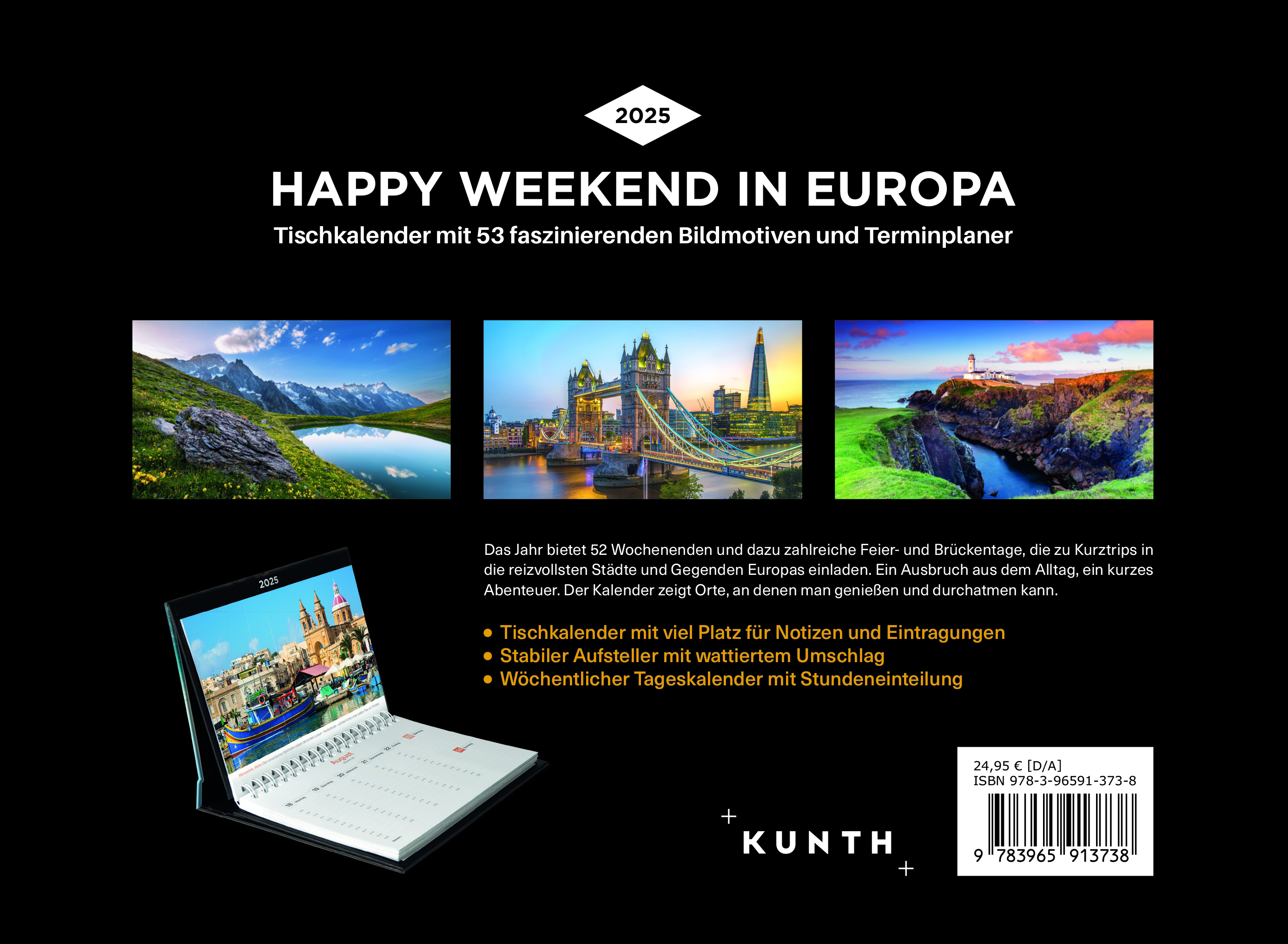 Rückseitencover Happy Weekend in Europa - KUNTH Tischkalender 2025