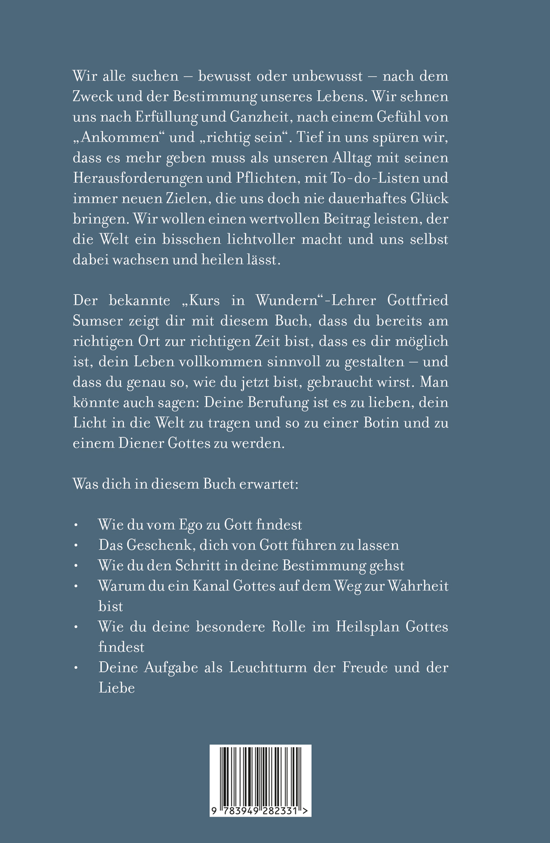 Rückseitencover Lebe deine Bestimmung mit dem "Kurs in Wundern"