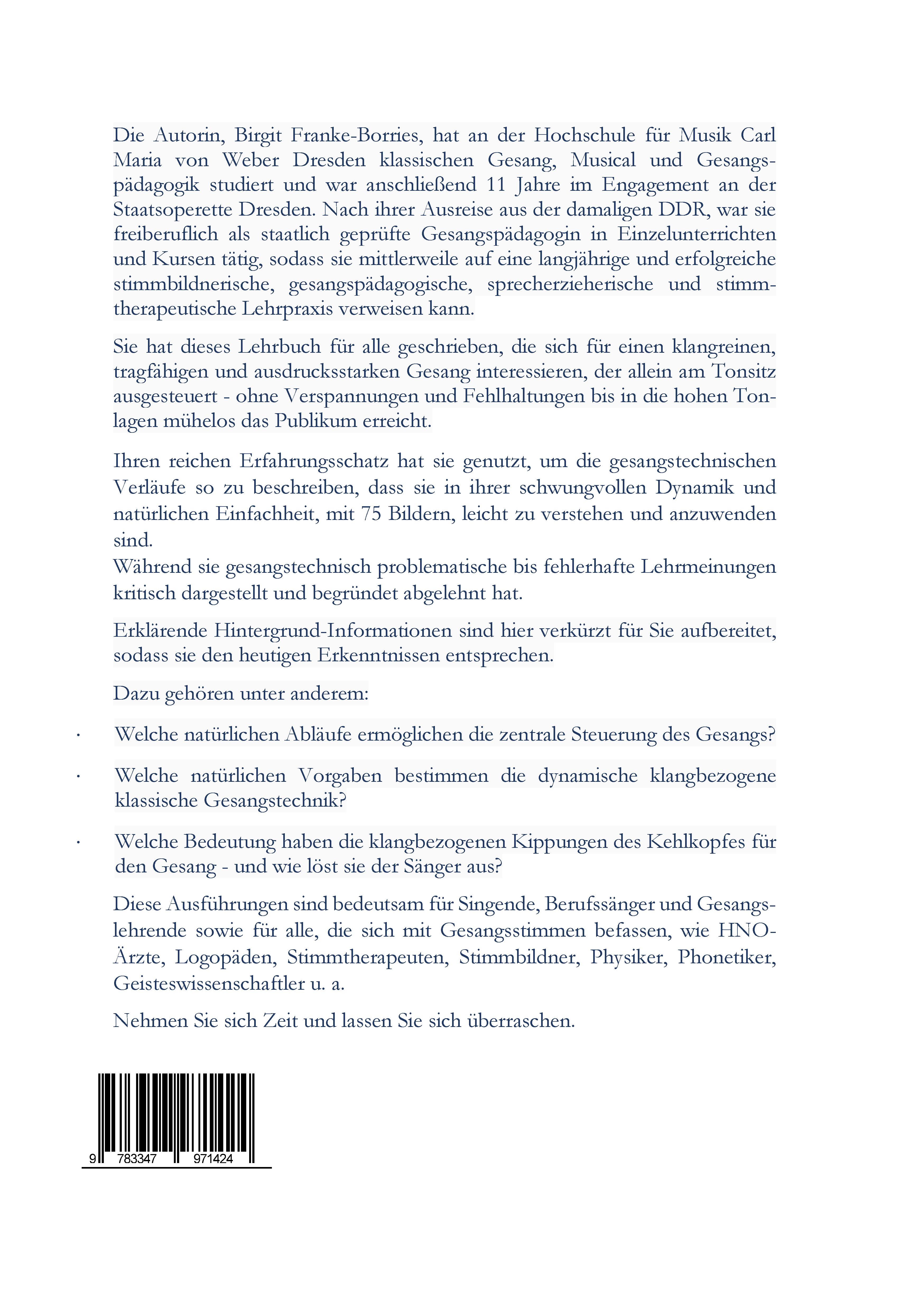 Rückseitencover Die zentrale Steuerung des Gesangs
