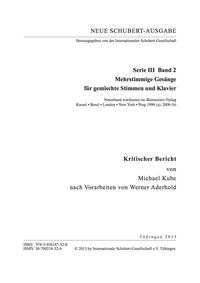 Vorderes Coverbild Neue Schubert-Ausgabe. Kritische Berichte / Mehrstimmige Gesänge für gemischte Stimmen und Klavier