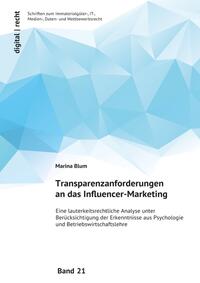 Vorderes Coverbild digital | recht - Schriften zum Immaterialgüter-, IT-, Medien-, Daten-... / Transparenzanforderungen an das Influencer-Marketing