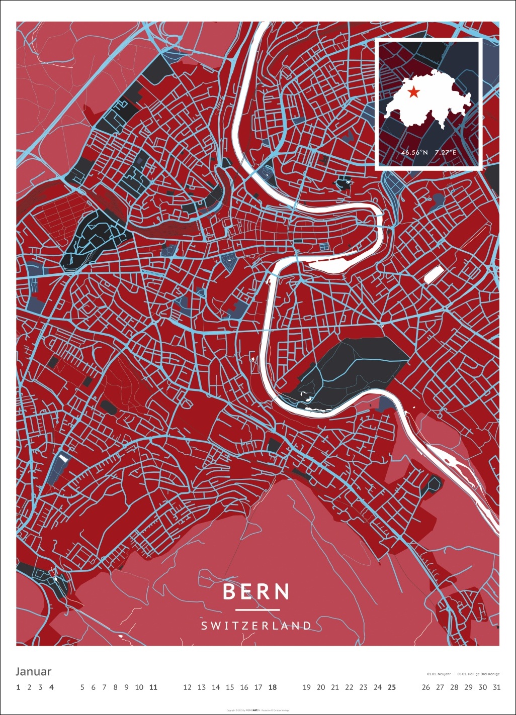 Beispielinhalt (Bild) Map Art Kalender 2026