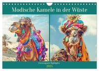 Vorderes Coverbild Modische Kamele in der Wüste. Extravagante Highlights (Wandkalender 2025 DIN A4 quer), CALVENDO Monatskalender