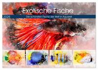 Vorderes Coverbild Exotische Fische - Die schönsten Fische der Welt in Aquarell (Wandkalender 2026 DIN A2 quer), CALVENDO Monatskalender