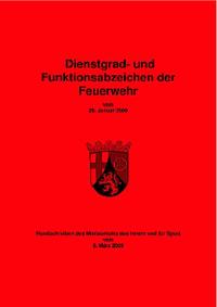 Vorderes Coverbild Dienstgrad- und Funktionsabzeichen der Feuerwehr vom 26. Januar 2009