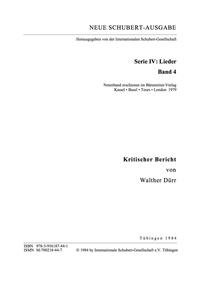 Vorderes Coverbild Neue Schubert-Ausgabe. Kritische Berichte / Lieder 4