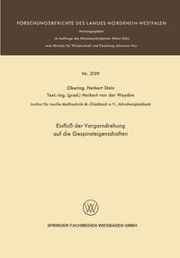 Vorderes Coverbild Einfluß der Vorgarndrehung auf die Gespinsteigenschaften