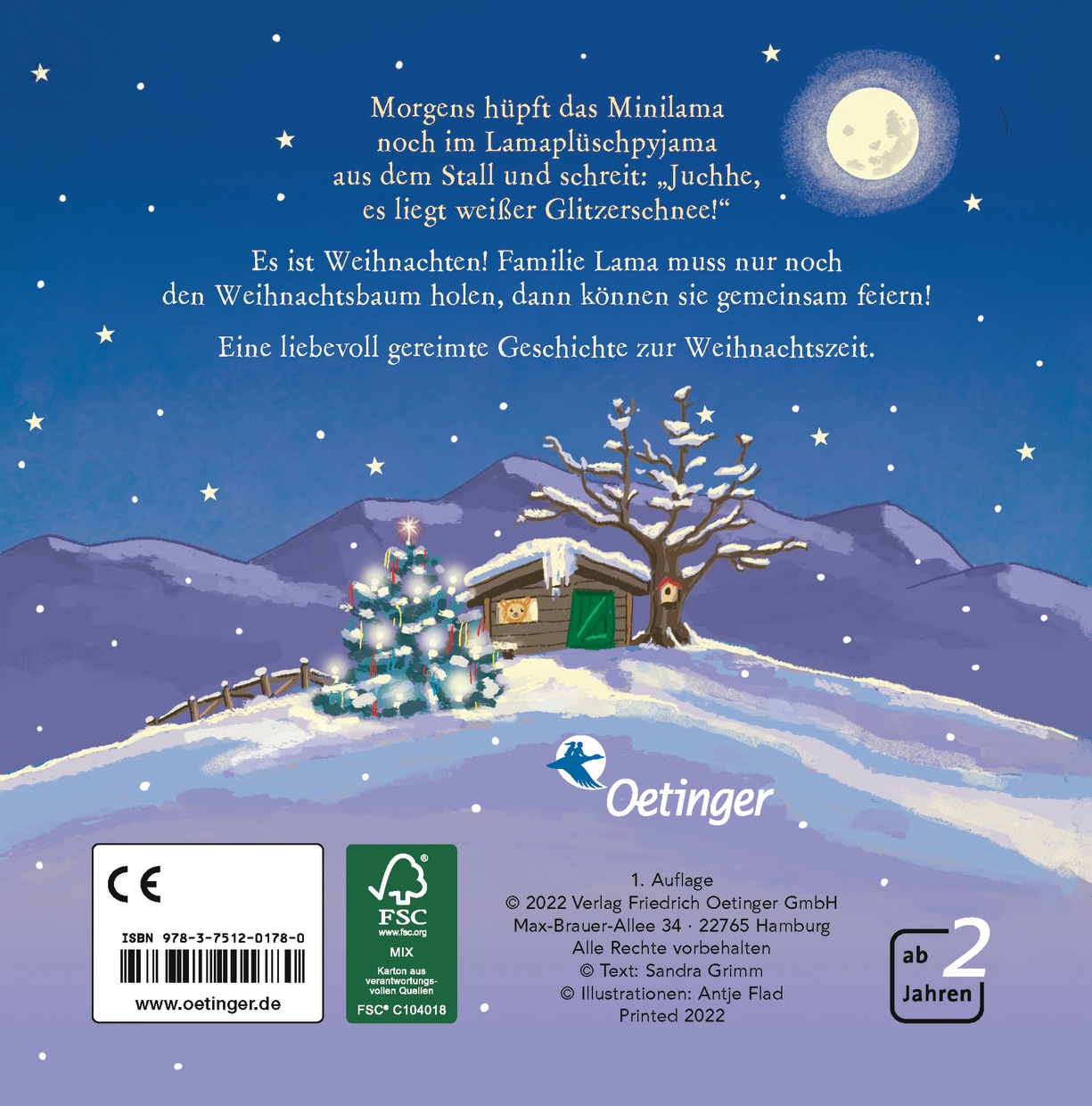 Rückseitencover Weihnachten mit Mini-Lama