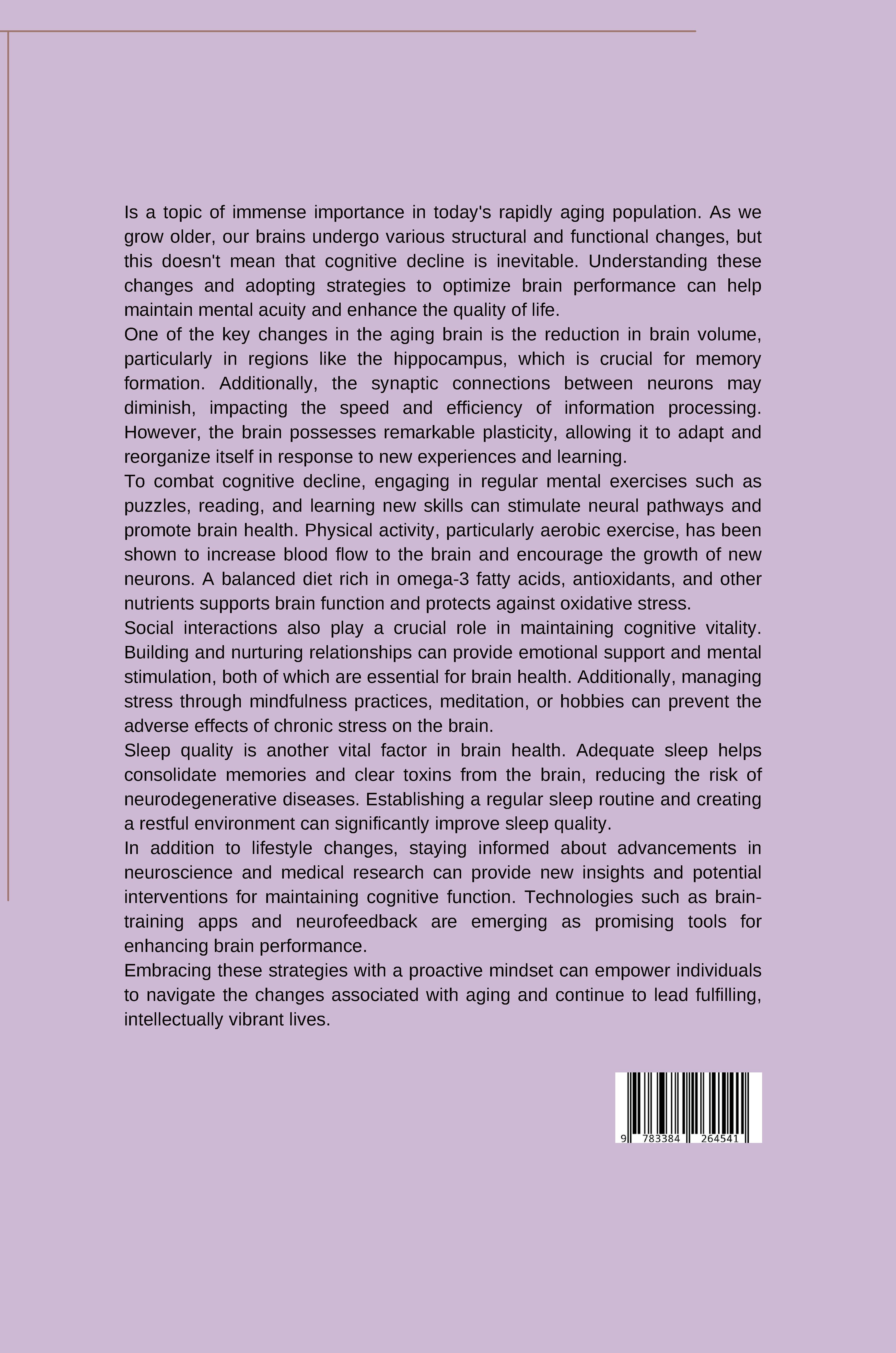 Rückseitencover The Aging Brain: Navigating Changes and Optimizing Performance