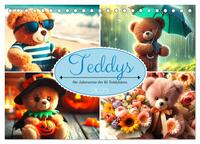 Vorderes Coverbild Teddys - Die Jahresreise der KI-Teddybären (Tischkalender 2025 DIN A5 quer), CALVENDO Monatskalender