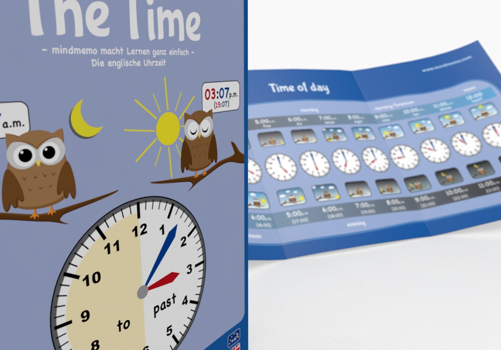 Beispielinhalt (Bild) mindmemo Lernfolder - TIME - Englisch lernen Uhrzeit für Kinder