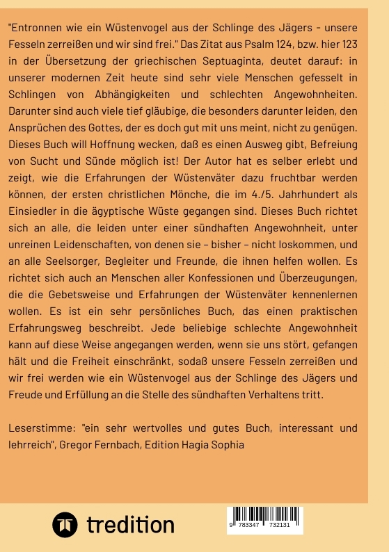 Rückseitencover Entronnen wie ein Wüstenvogel der Schlinge des Jägers