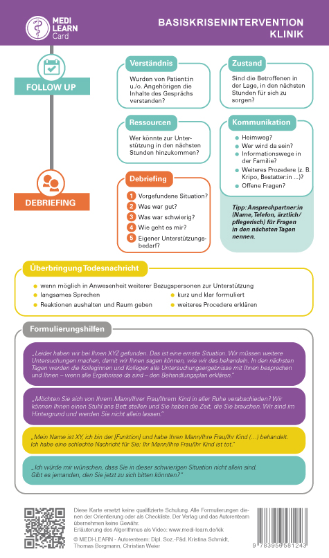 Rückseitencover MEDI-LEARN Card: Basiskrisenintervention Klinik