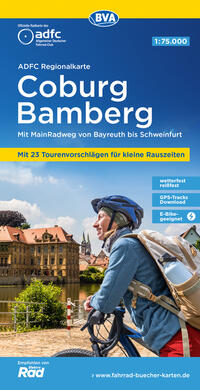 Vorderes Coverbild ADFC-Regionalkarte Coburg Bamberg, 1:75.000, mit Tagestourenvorschlägen, reiß- und wetterfest, E-Bike-geeignet, GPS-Tracks Download