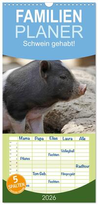 Vorderes Coverbild Familienplaner 2026 - Schwein gehabt! mit 5 Spalten (Wandkalender, 21 x 45 cm) CALVENDO