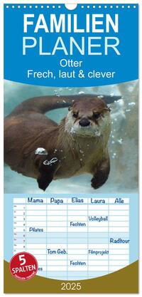 Vorderes Coverbild Familienplaner 2025 - Otter. Frech, laut und clever mit 5 Spalten (Wandkalender, 21 x 45 cm) CALVENDO