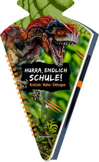 Vorderes Coverbild Schultüten-Kratzelbuch - T-REX World - Hurra, endlich Schule!