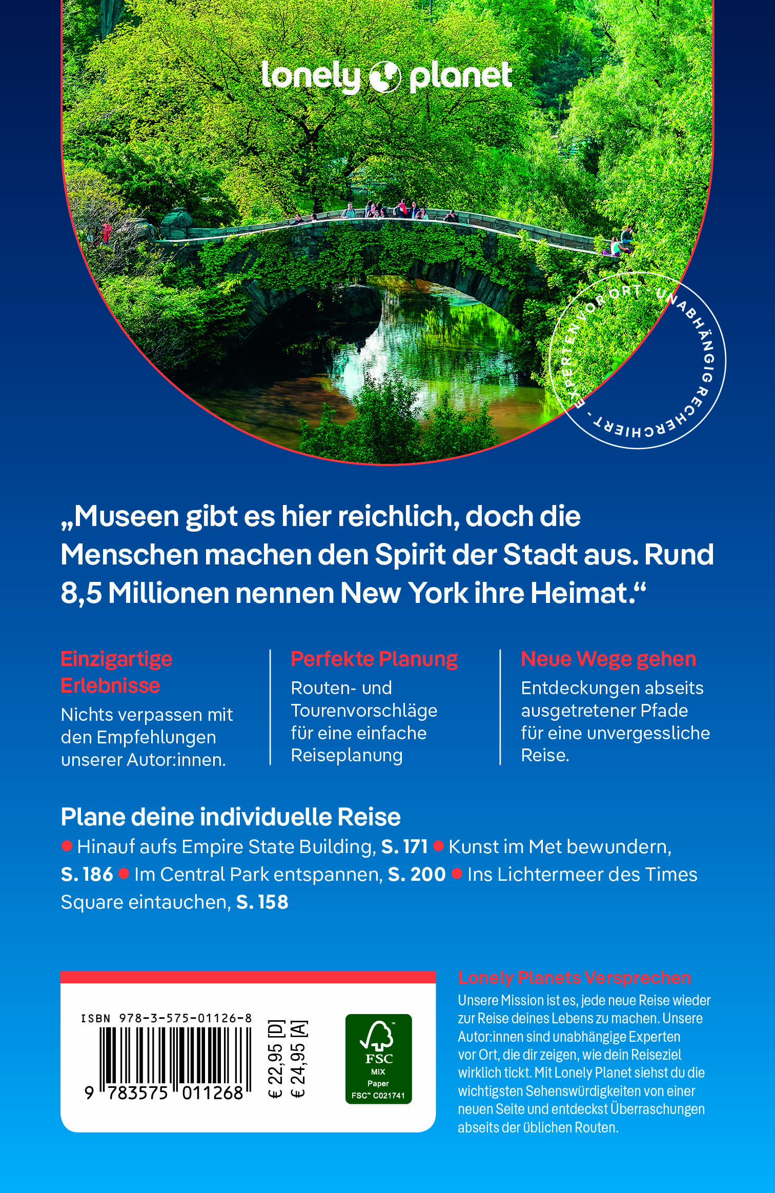 Rückseitencover LONELY PLANET Reiseführer New York