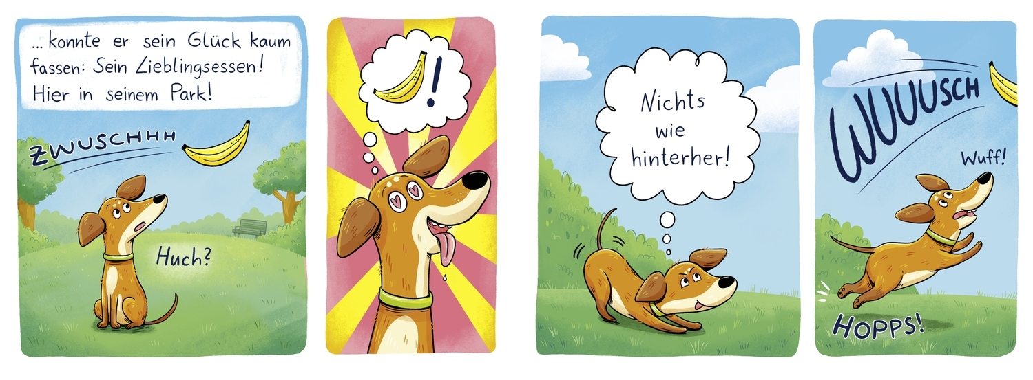 Beispielinhalt (Bild) Mini Comics. Als der Dackel die Banane sah ...