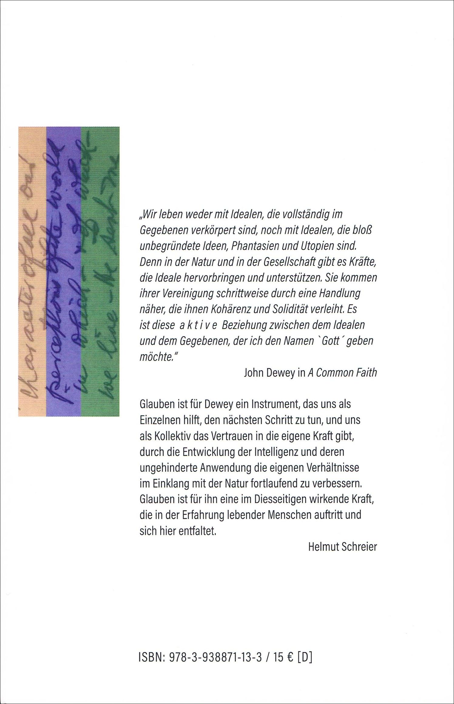 Rückseitencover John Deweys demokratischer Glaube