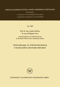 Vorderes Coverbild Untersuchungen zur Arbeitszeiteinteilung in kontinuierlich arbeitenden Betrieben