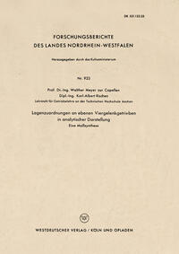 Vorderes Coverbild Lagenzuordnungen an ebenen Viergelenkgetrieben in analytischer Darstellung
