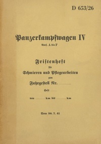 Vorderes Coverbild D 653/26 Panzerkampfwagen IV Fristenheft für Schmieren und Pflegearbeiten