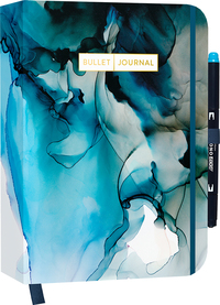 Vorderes Coverbild Bullet Journal "Dramatic Watercolor" mit original Tombow MONO edge Dual-Tip Highlighter sky blue