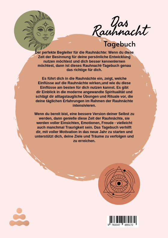 Rückseitencover Das Rauhnacht Tagebuch - ein Spiritueller Begleiter durch die magischen Nächte.