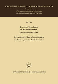 Vorderes Coverbild Untersuchungen über die Anwendung der Trübungstitration bei Polyamiden