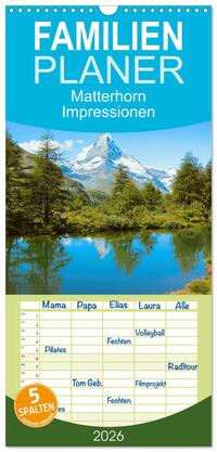 Vorderes Coverbild Familienplaner 2026 - MATTERHORN Impressionen mit 5 Spalten (Wandkalender, 21 x 45 cm) CALVENDO