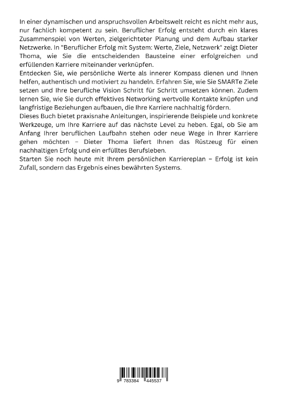 Rückseitencover Beruflicher Erfolg mit System: Werte, Ziele, Netzwerk