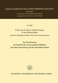 Vorderes Coverbild Der Durchmesser, ein Merkmal der Garnungleichmäßigkeit, und seine Auswirkung auf das Gewebeaussehen