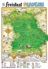 Vorderes Coverbild Cartoonlandkarte Freistaat-Bayern
