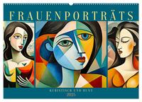 Vorderes Coverbild Frauenporträts, kubistisch und bunt (Wandkalender 2025 DIN A2 quer), CALVENDO Monatskalender