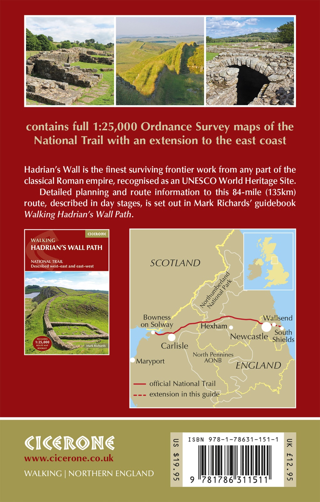 Rückseitencover Hadrian's Wall Path Map Booklet