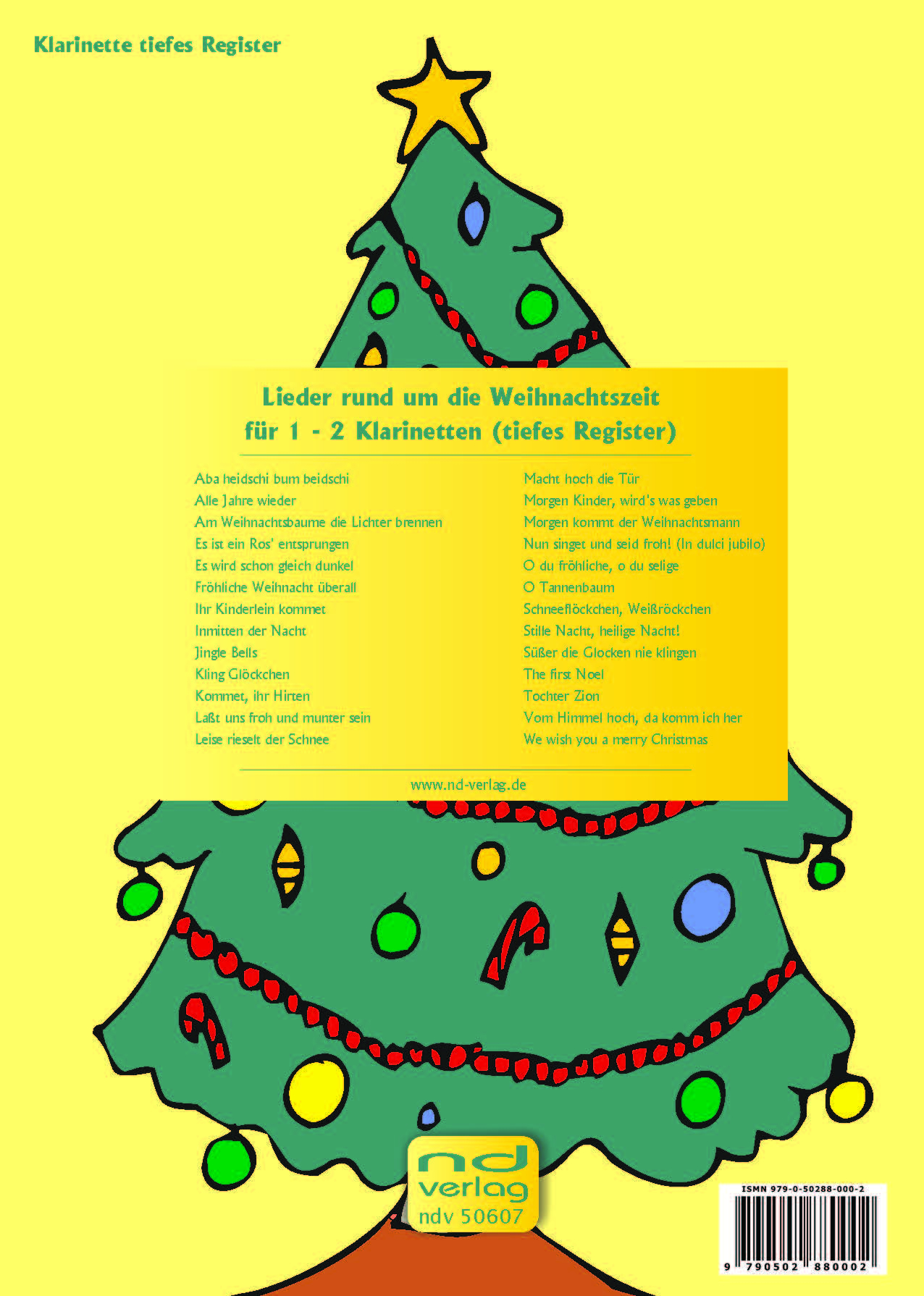 Rückseitencover Fröhliche Weihnacht für 1-2 Klarinetten in B