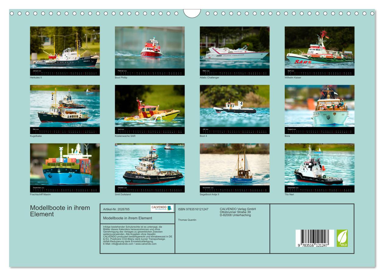 Beispielinhalt (Bild) Modellboote in ihrem Element (Wandkalender 2026 DIN A3 quer), CALVENDO Monatskalender