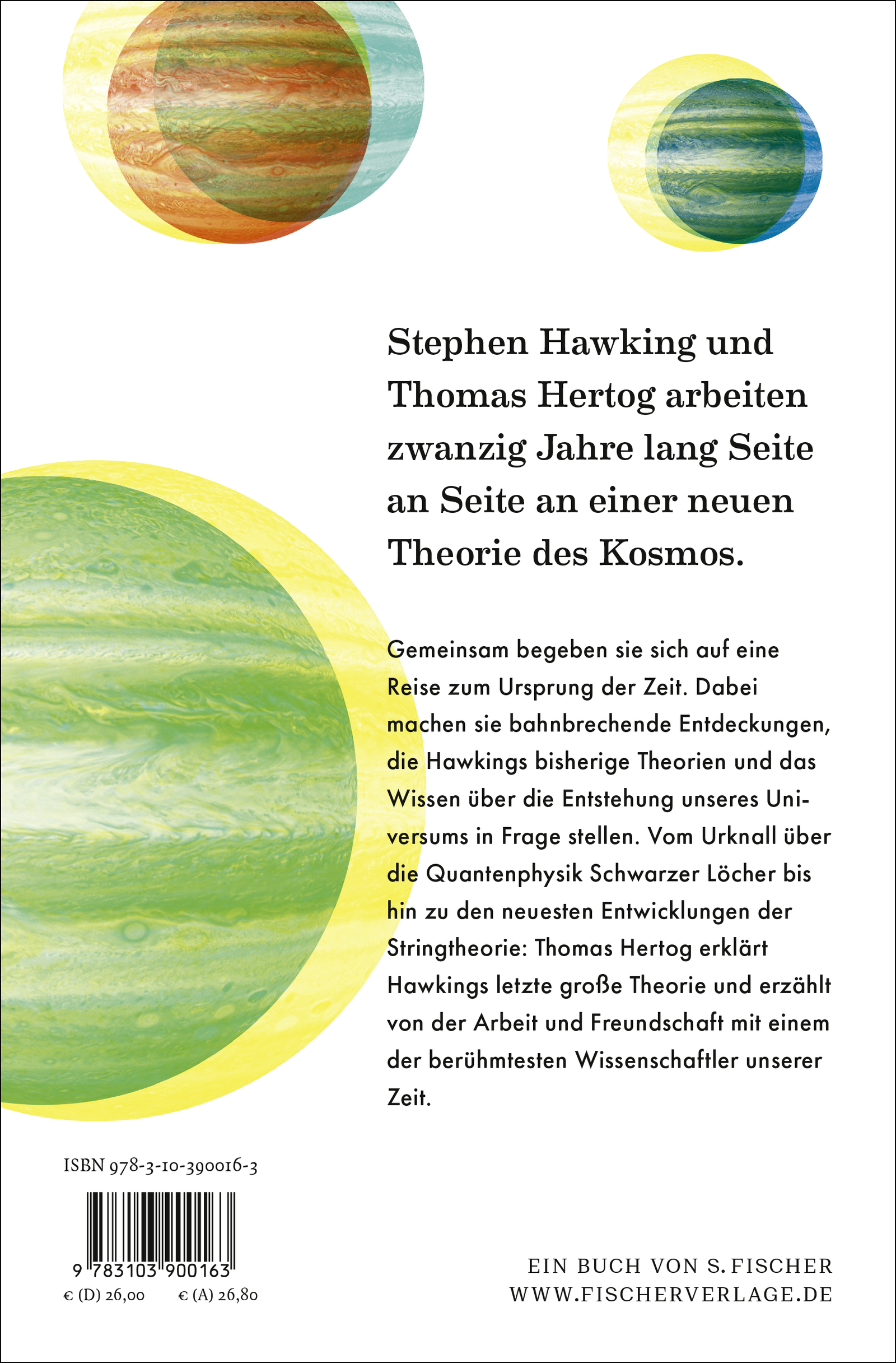 Rückseitencover Der Ursprung der Zeit – Mein Weg mit Stephen Hawking zu einer neuen Theorie des Universums