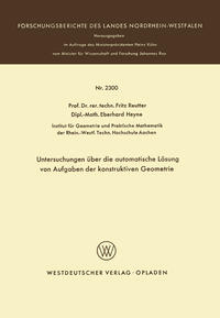 Vorderes Coverbild Untersuchungen über die automatische Lösung von Aufgaben der konstruktiven Geometrie