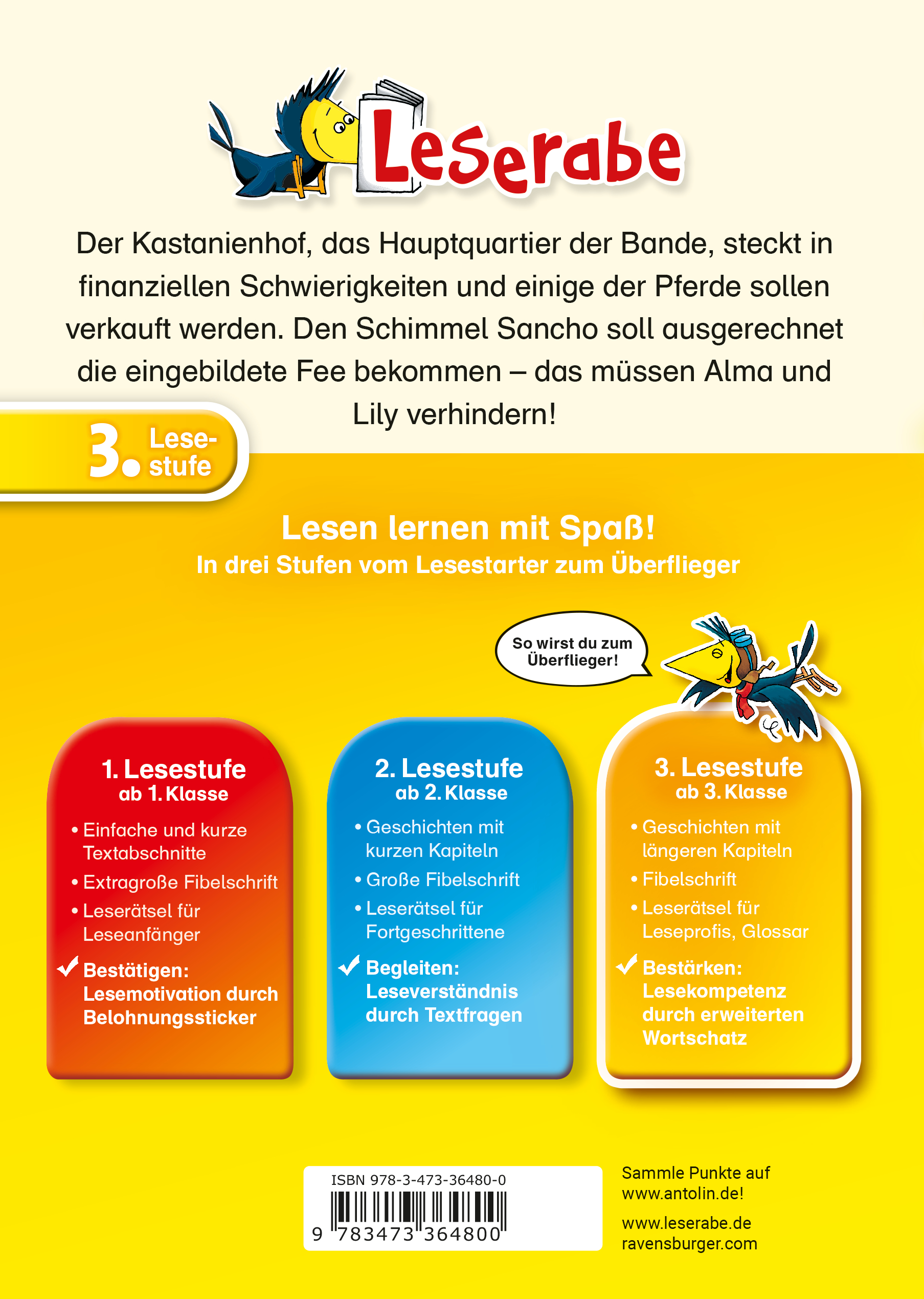 Rückseitencover Leserabe 3. Lesestufe, Band 3 - Die Hufeisenbande