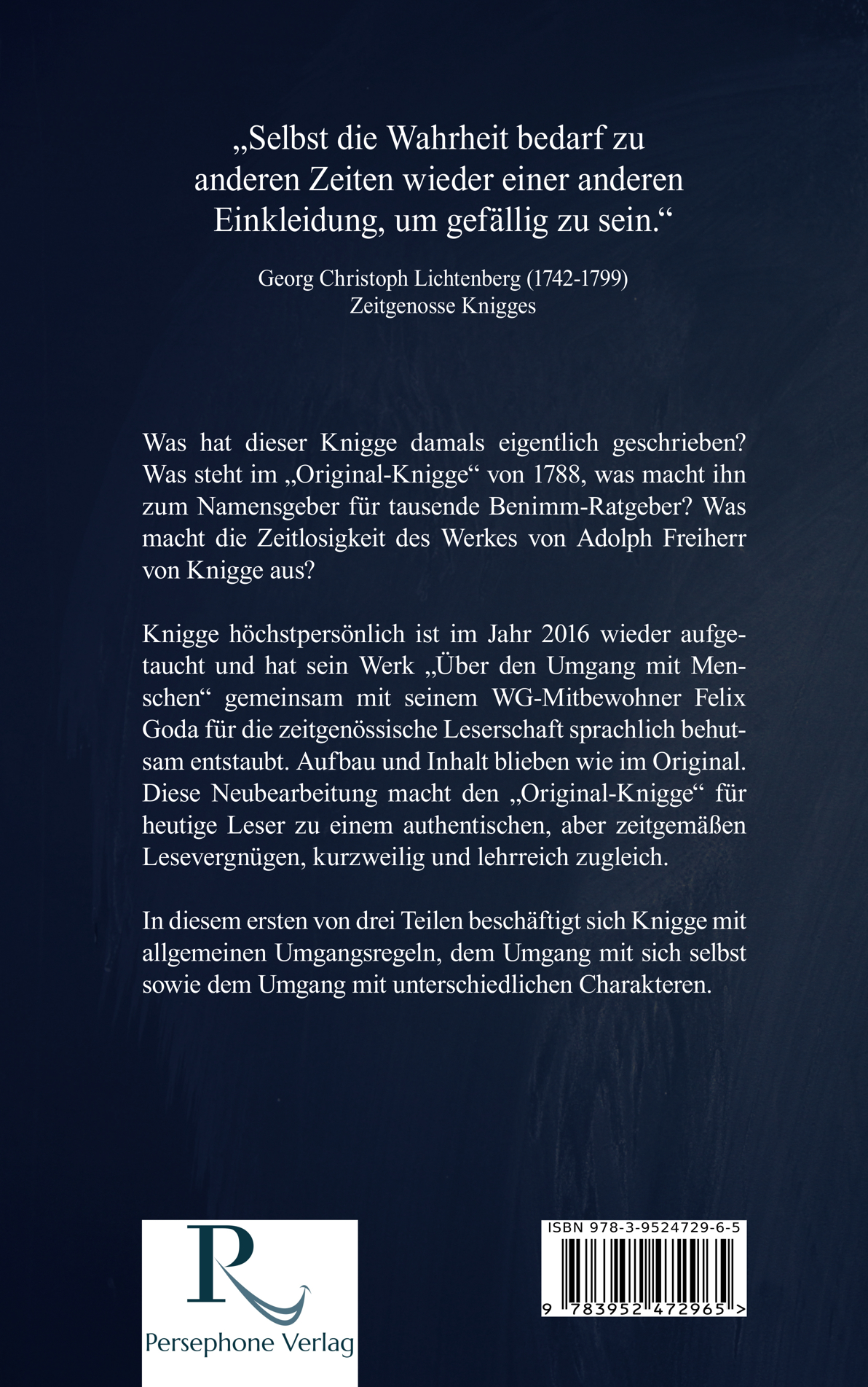 Rückseitencover Der Original-Knigge in modernem Deutsch