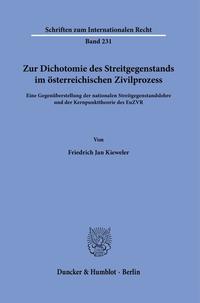 Vorderes Coverbild Zur Dichotomie des Streitgegenstands im österreichischen Zivilprozess.