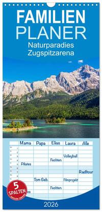 Vorderes Coverbild Familienplaner 2026 - Naturparadies Zugspitzarena mit 5 Spalten (Wandkalender, 21 x 45 cm) CALVENDO