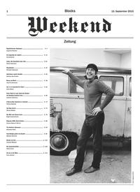 Vorderes Coverbild Blocks Weekend Zeitung