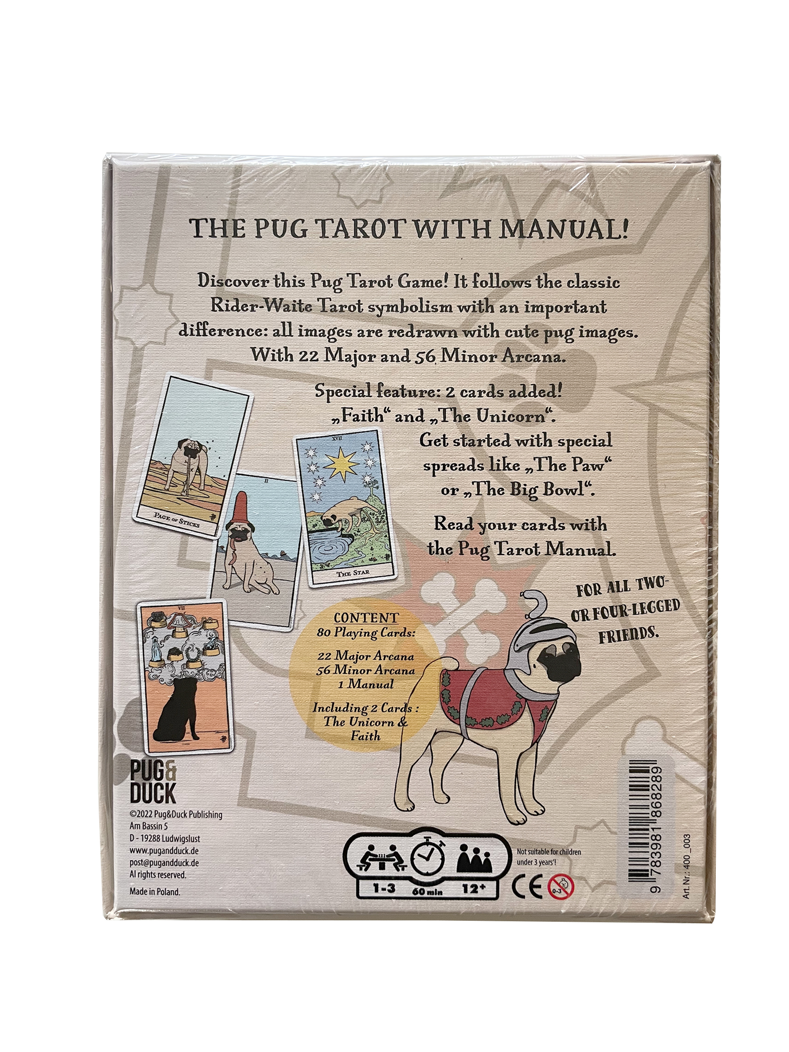 Rückseitencover PUG TAROT DECK