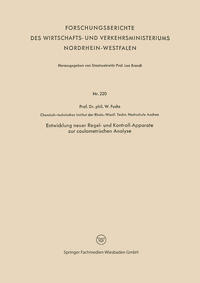 Vorderes Coverbild Entwicklung neuer Regel- und Kontroll-Apparate zur coulometrischen Analyse