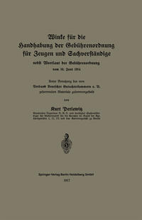 Vorderes Coverbild Winke für die Handhabung der Gebührenordnung für Zeugen und Sachverständige nebst Wortlaut der Gebührenordnung vom 10. Juni 1914
